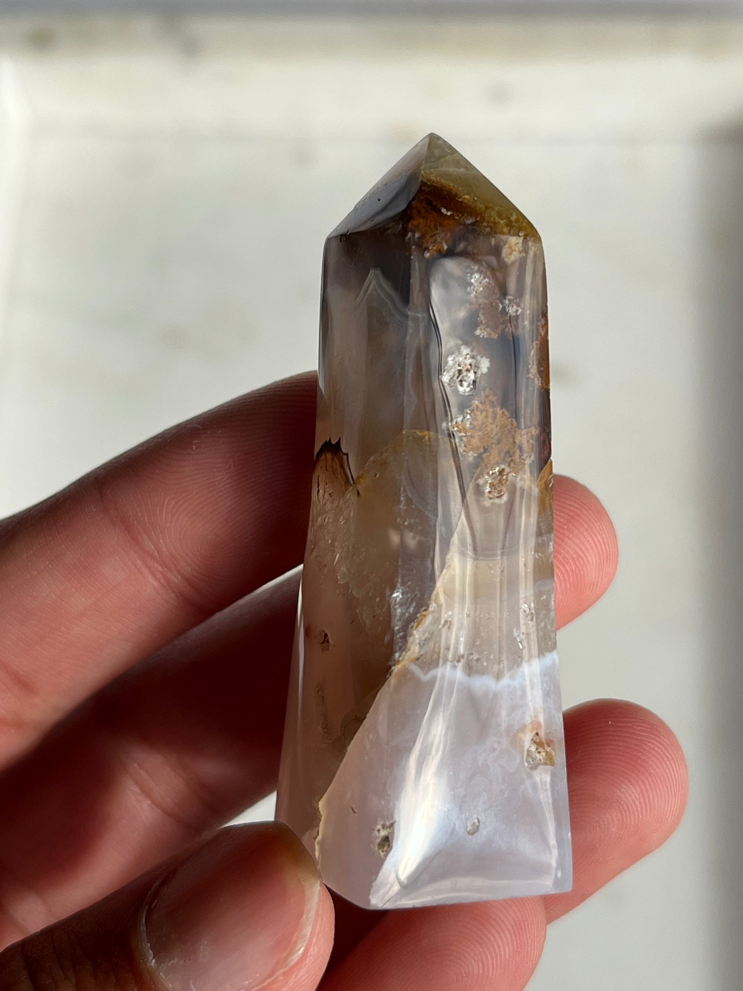 Nebula Agate, Scenic Moss and Chalcedony Tower