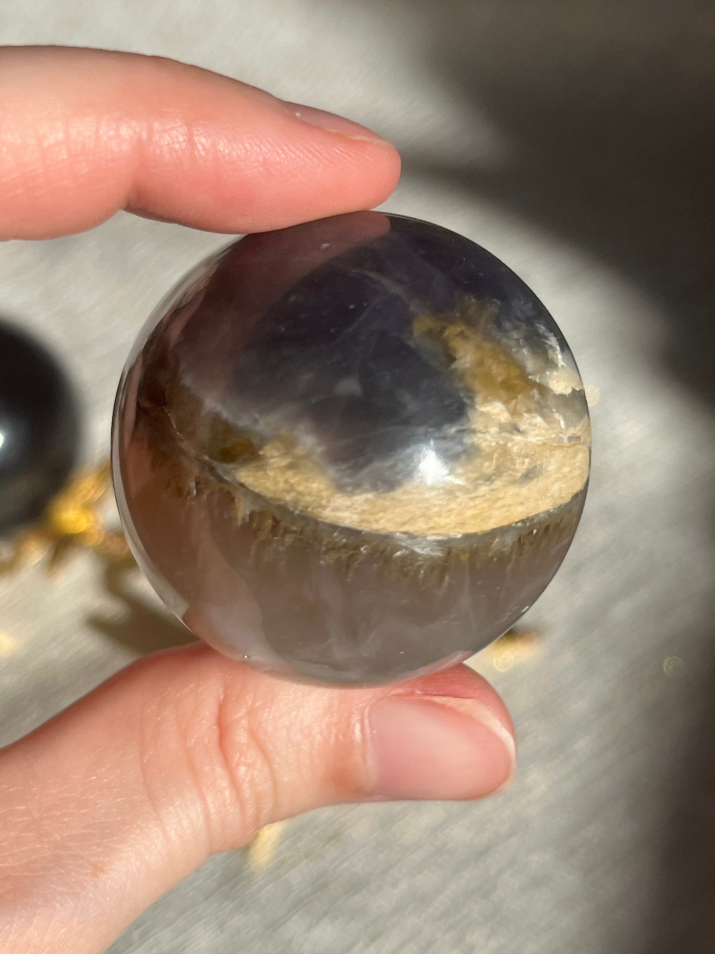 Petrified Wood & Purple Chalcedony Sphere Set (2 spheres)
