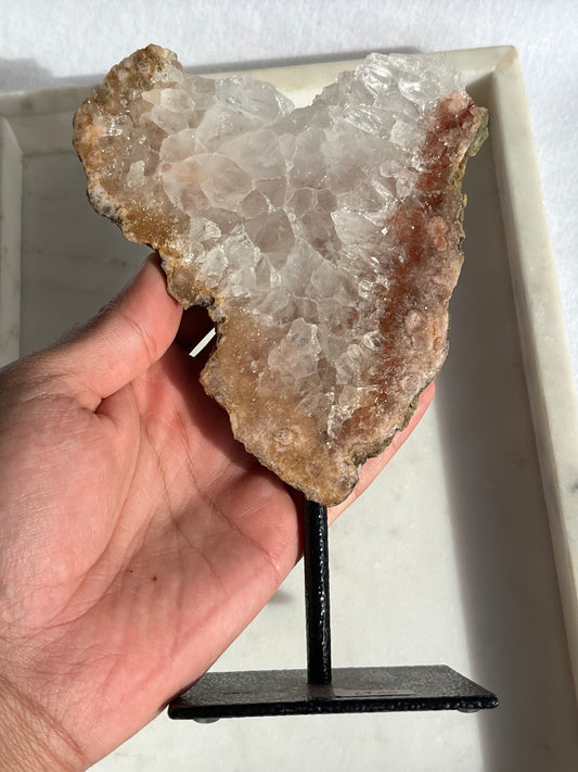 Pink Amethyst Slab on Black Metal Stand