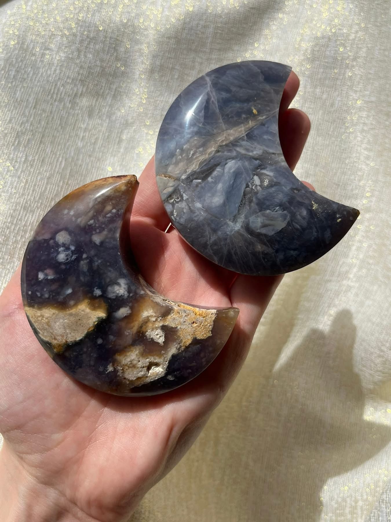 Purple Chalcedony Moon Carvings Large (Pack of 2)