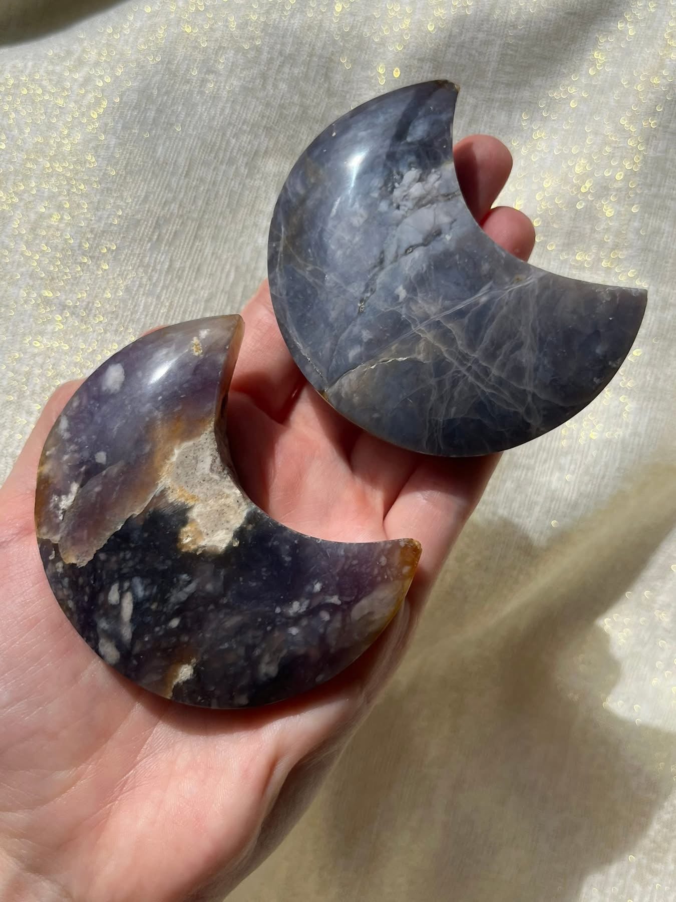 Purple Chalcedony Moon Carvings Large (Pack of 2)