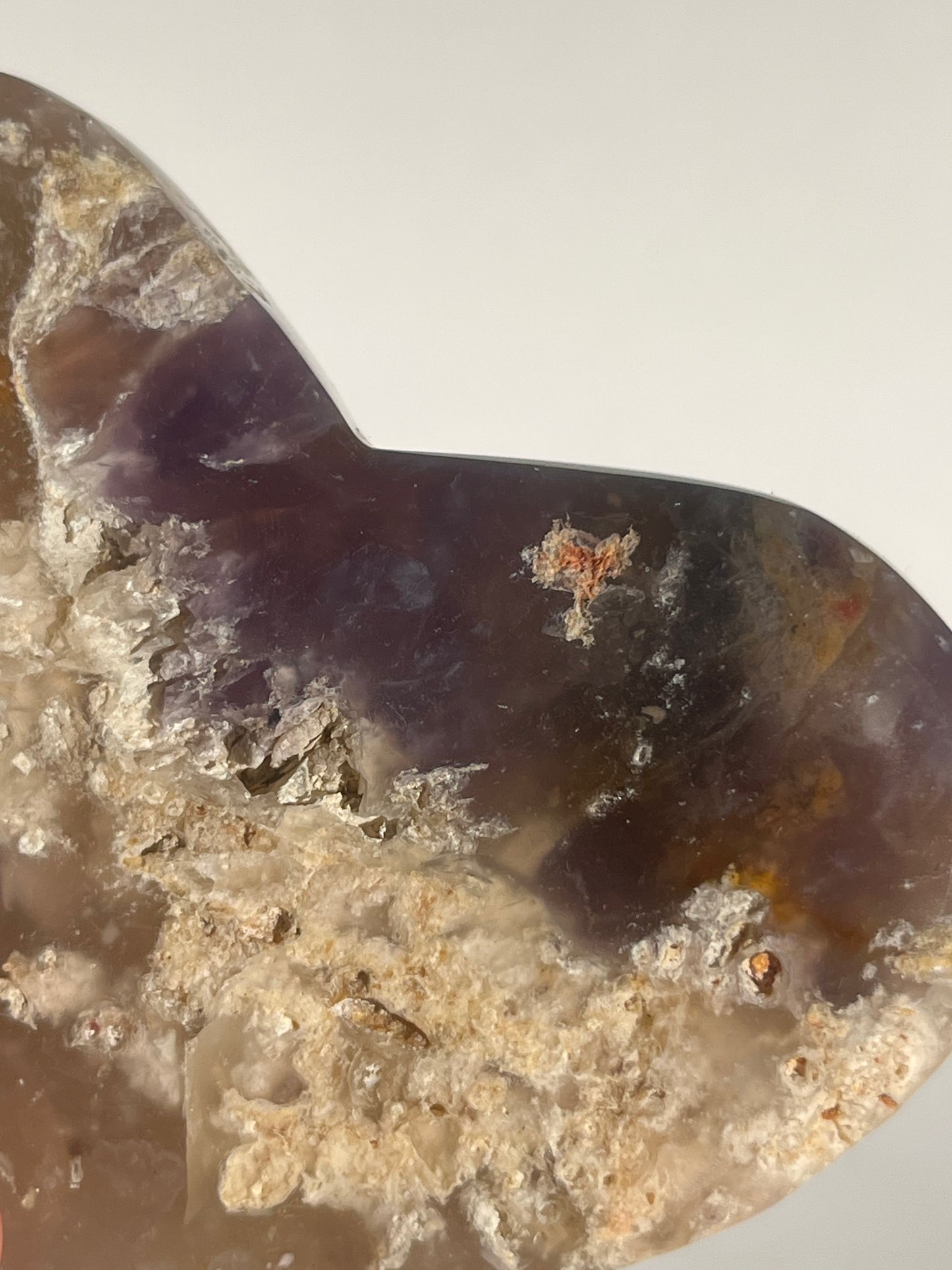 Purple Chalcedony with Flower Agate Heart Carving Set (2 pieces)
