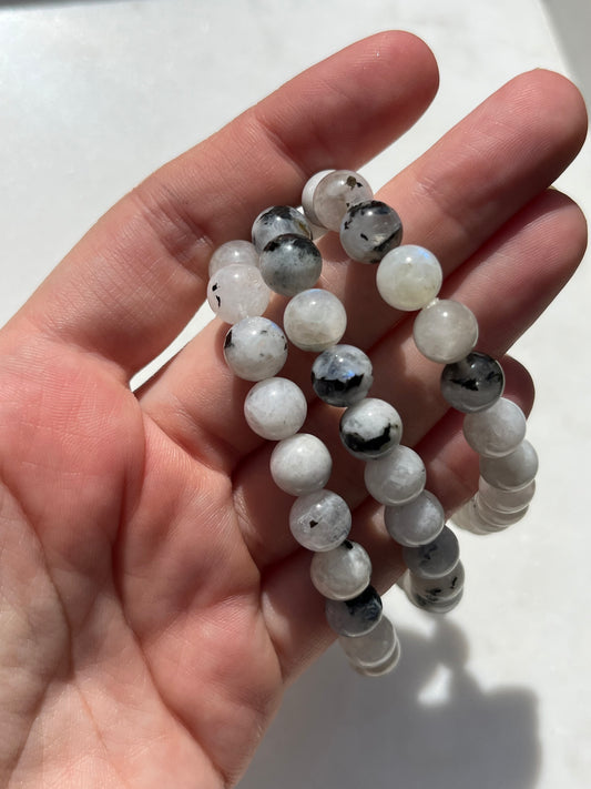 Rainbow Moonstone 8mm Bead Bracelet