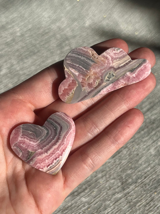 Rhodochrosite Heart and Cloud Carving Lot B (2 pieces)