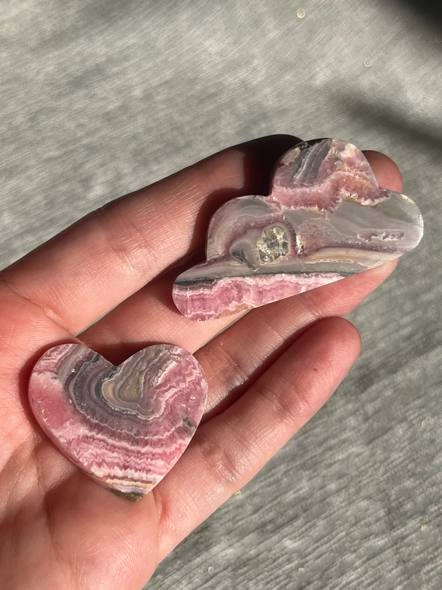 Rhodochrosite Heart and Cloud Carving Lot B (2 pieces)