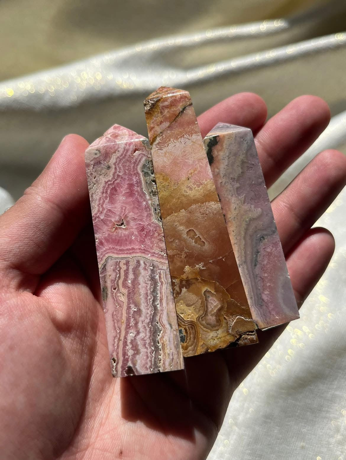 Rhodochrosite Tower Lot B (3 Pieces)