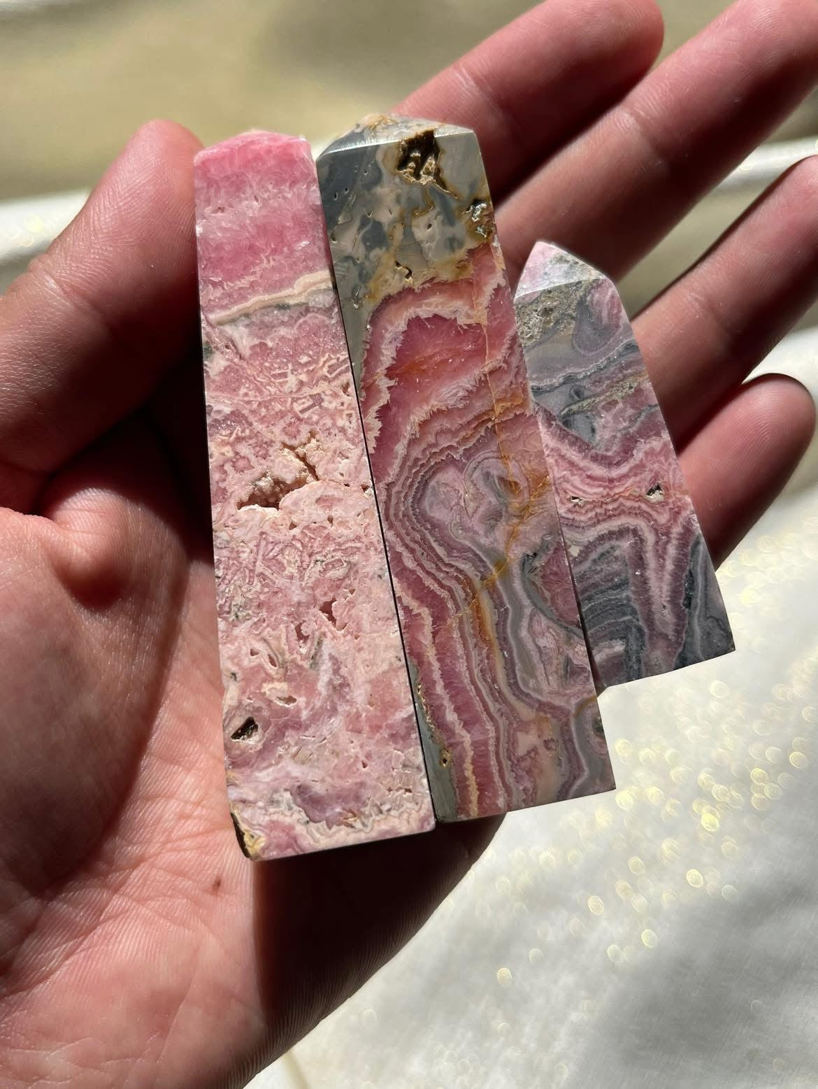 Rhodochrosite Tower Lot D (3 Pieces)