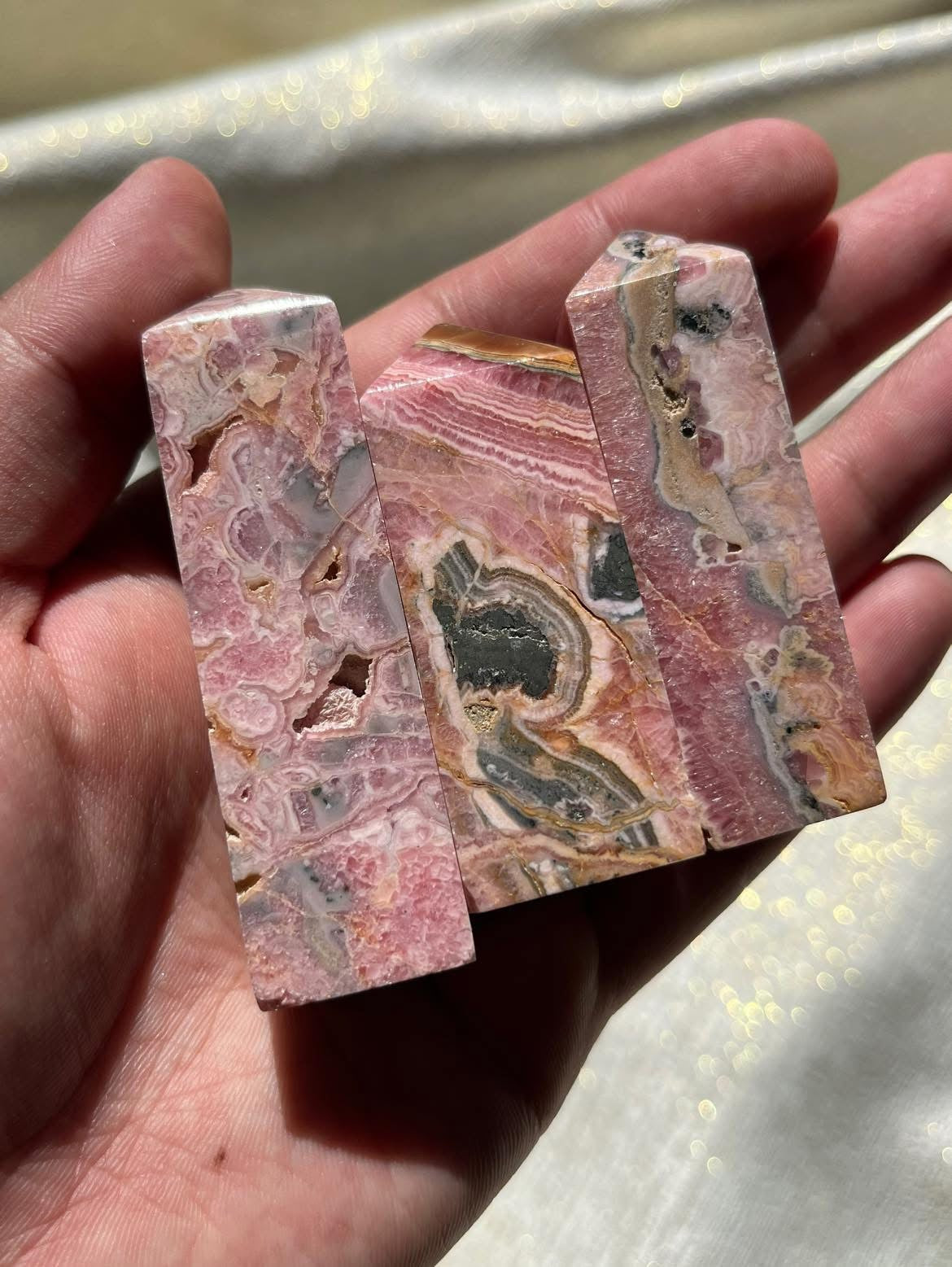 Rhodochrosite Tower Lot F (3 Pieces)