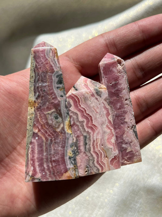 Rhodochrosite Tower Lot Q (3 Pieces)