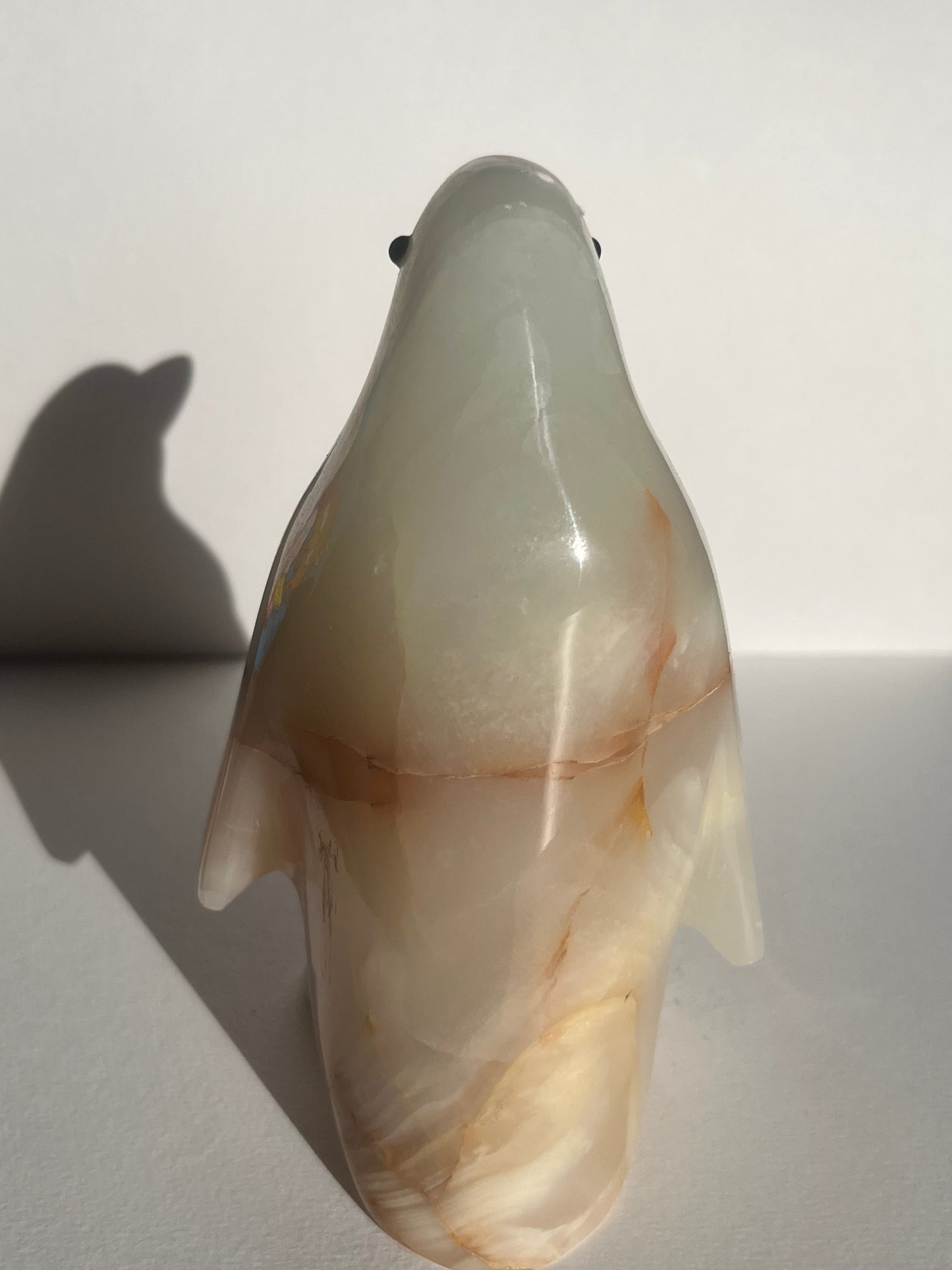Rhodochrosite, Calcite and Lapis Lazuli Penguin Carving