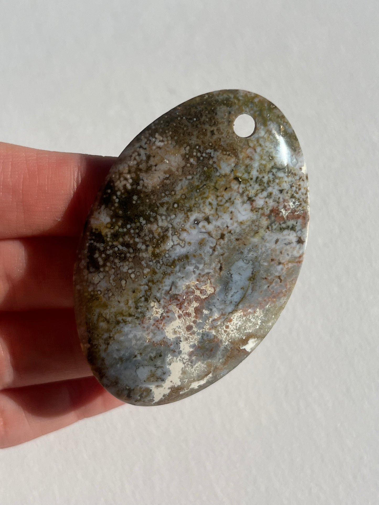 Pastel Sea Jasper Drilled Oval Pendant