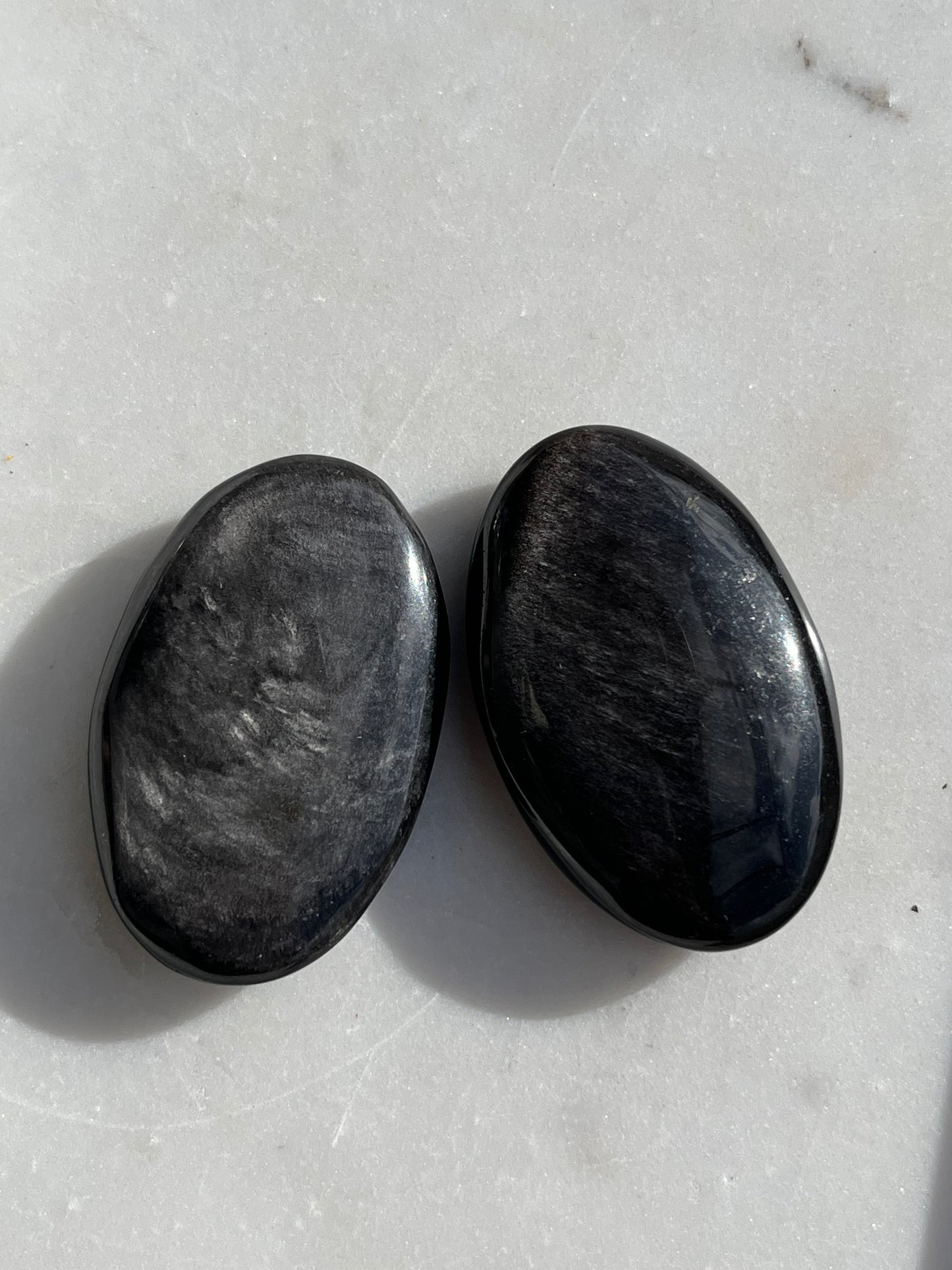 A Grade Silver Sheen Obsidian Palmstones (Pack of 3)