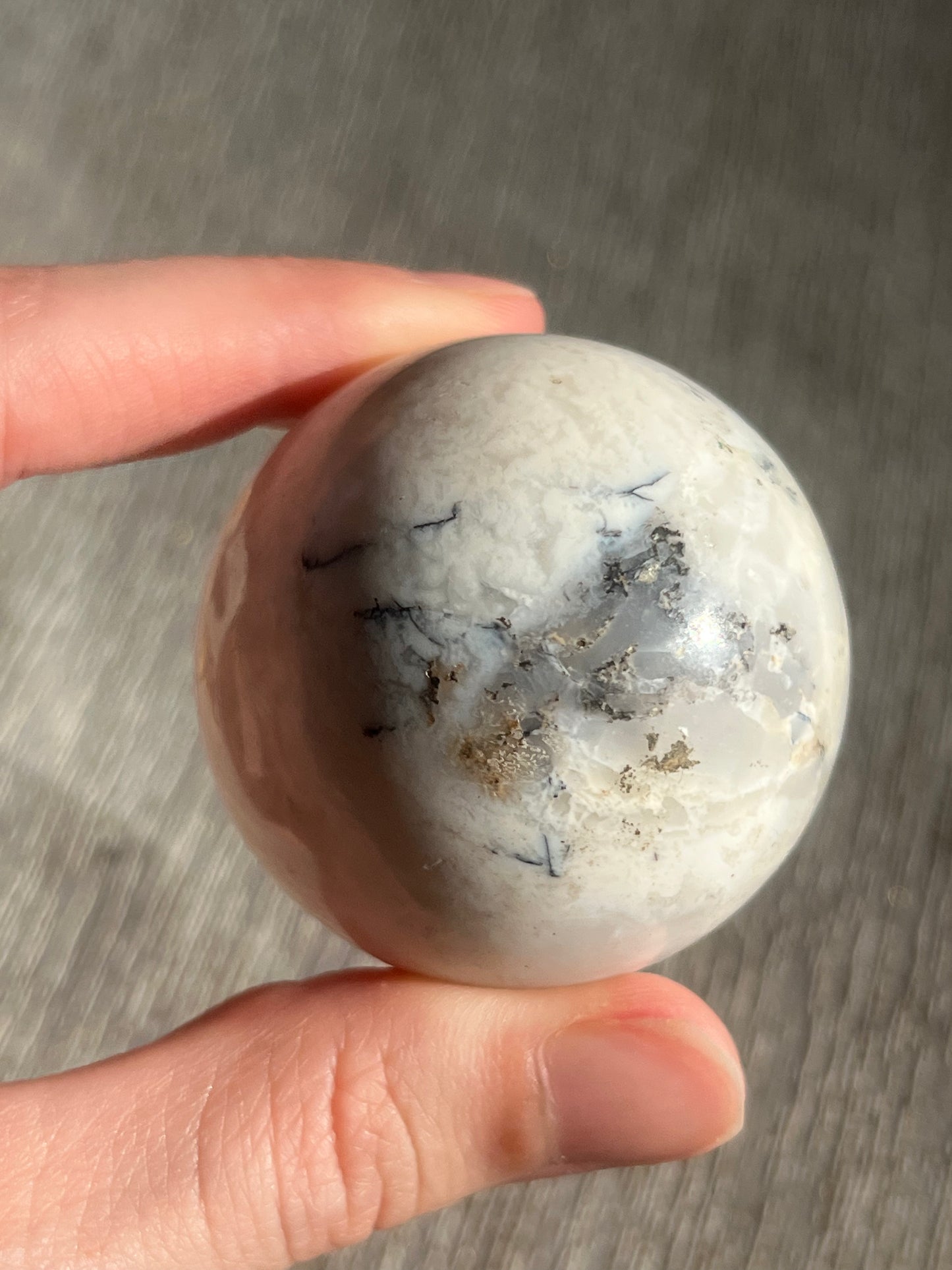 Snow Agate & Storm Plume Agate Sphere Set (2 spheres)