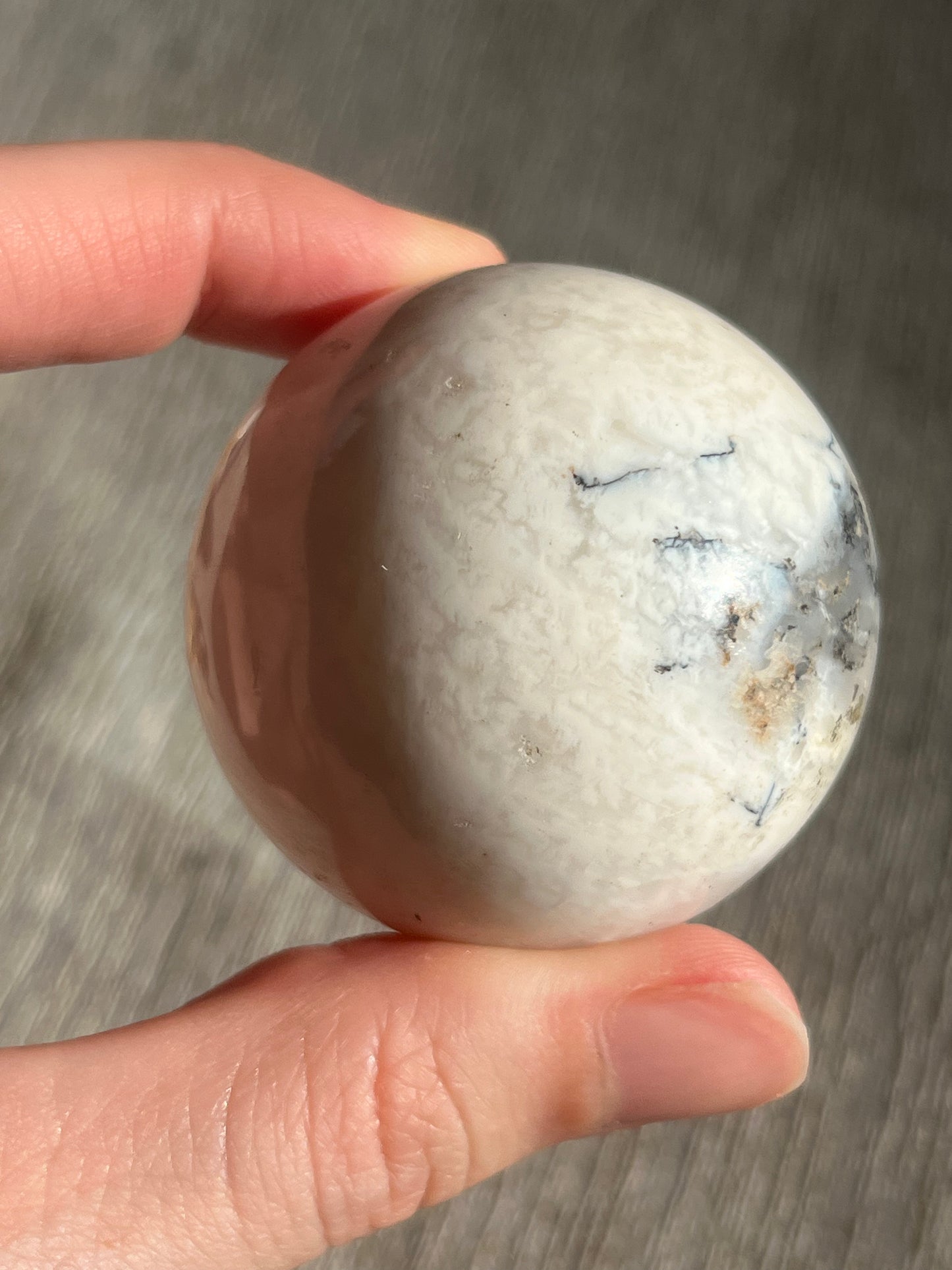 Snow Agate & Storm Plume Agate Sphere Set (2 spheres)