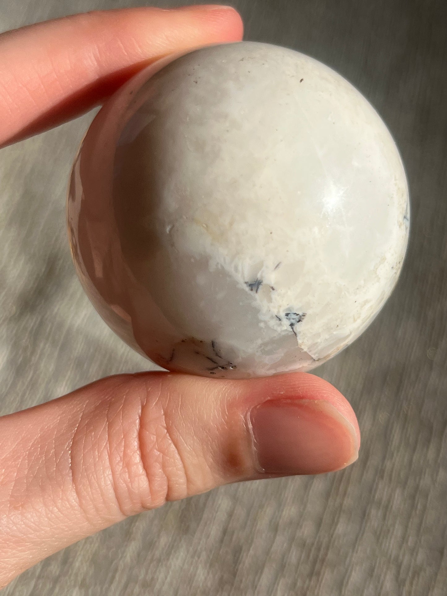 Snow Agate & Storm Plume Agate Sphere Set (2 spheres)