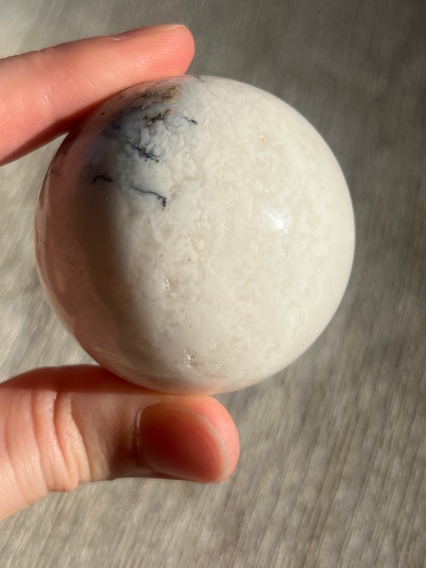 Snow Agate & Storm Plume Agate Sphere Set (2 spheres)
