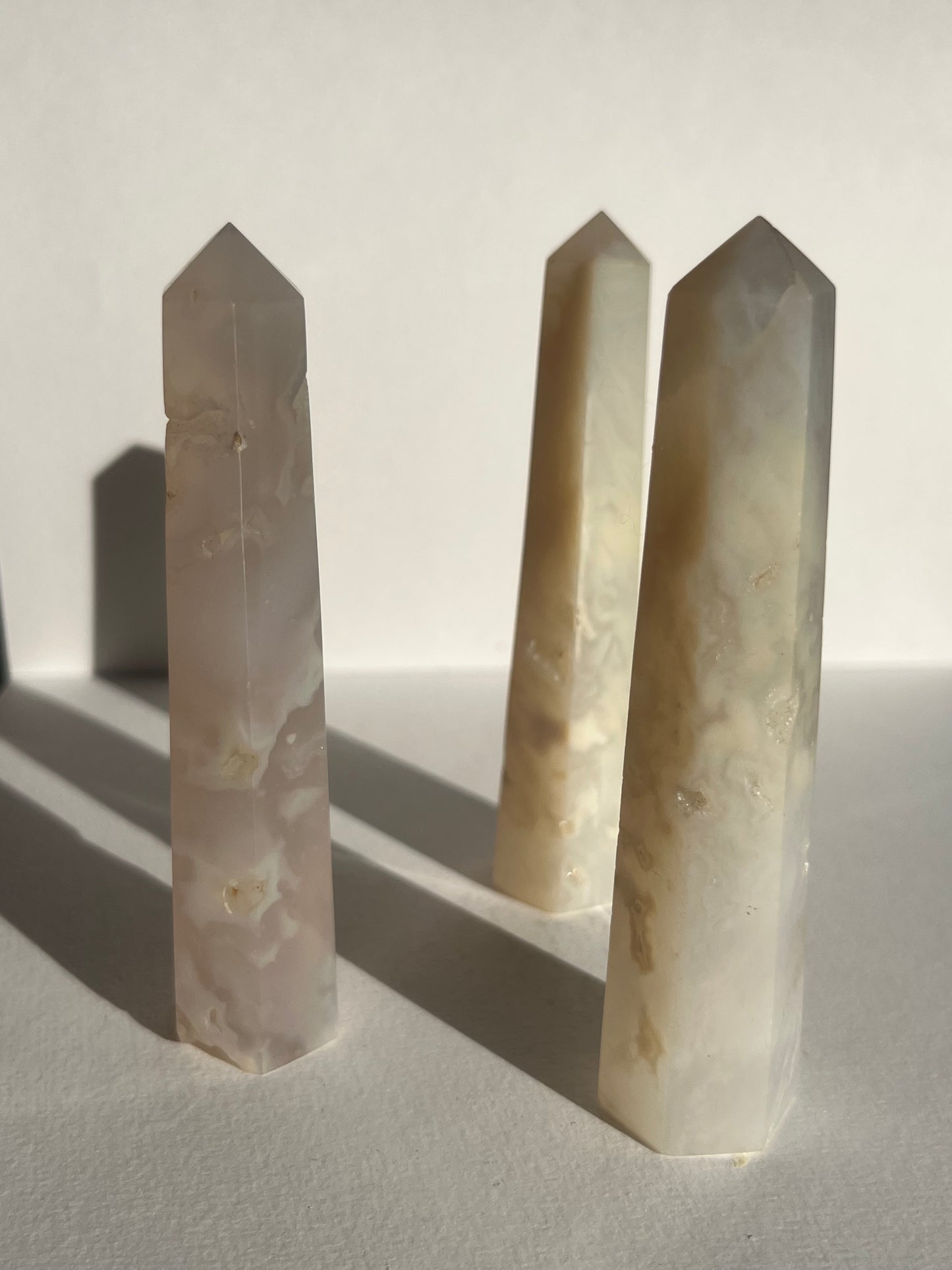 Flower Agate Obelisk Towers (3 Pack)
