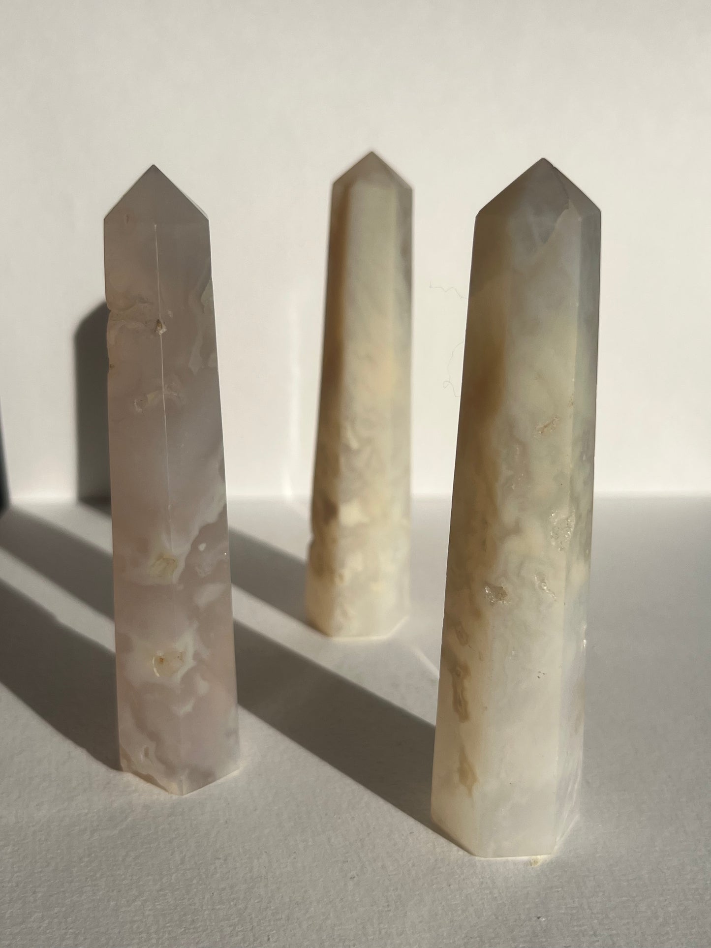 Flower Agate Obelisk Towers (3 Pack)