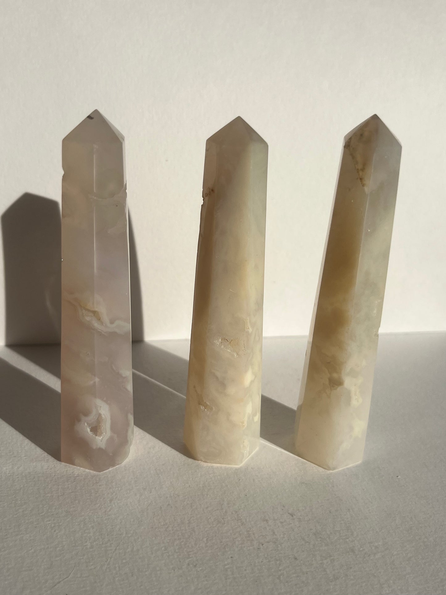 Flower Agate Obelisk Towers (3 Pack)