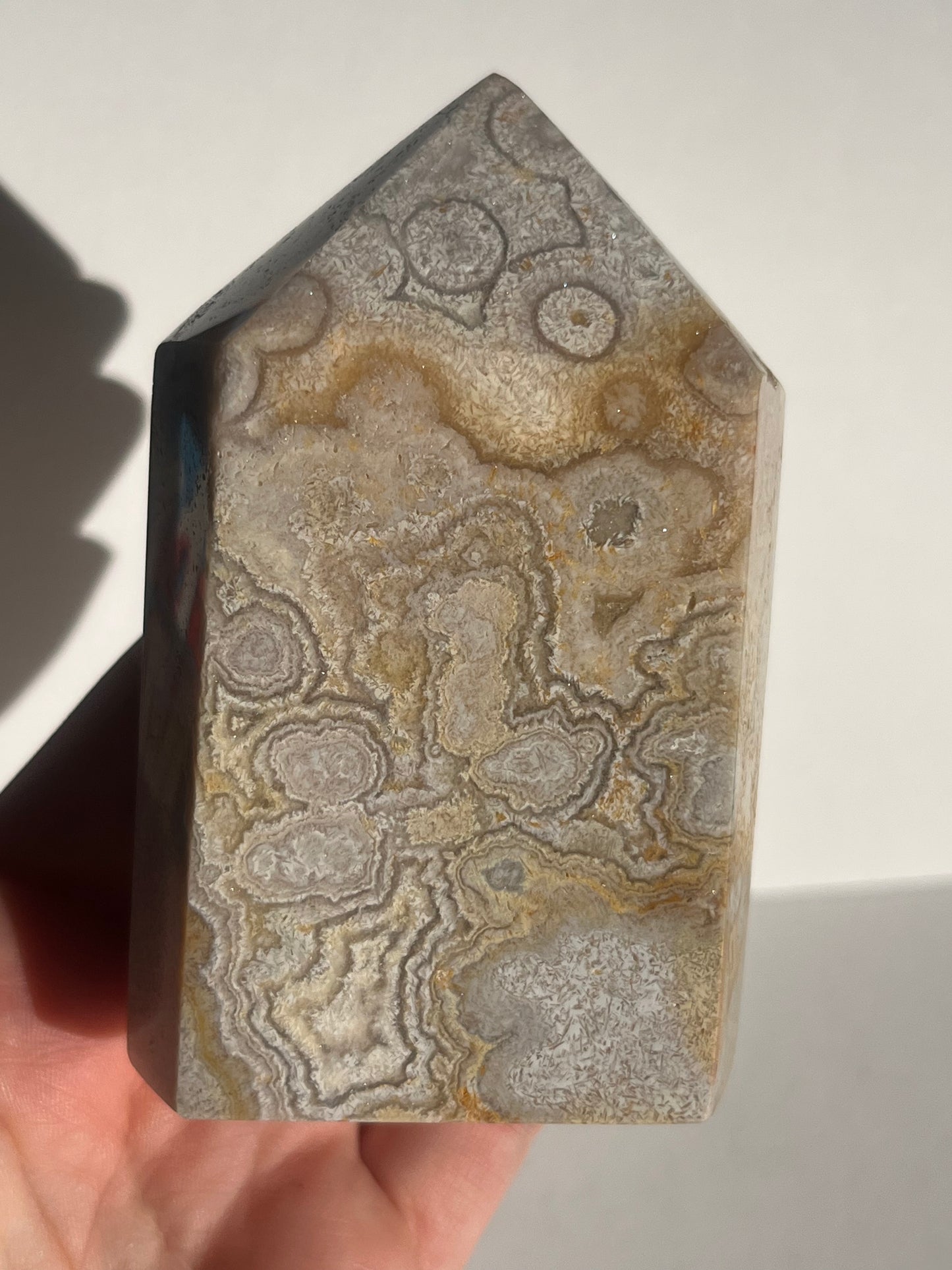 Pink Amethyst Tower with Orbicular Patterns