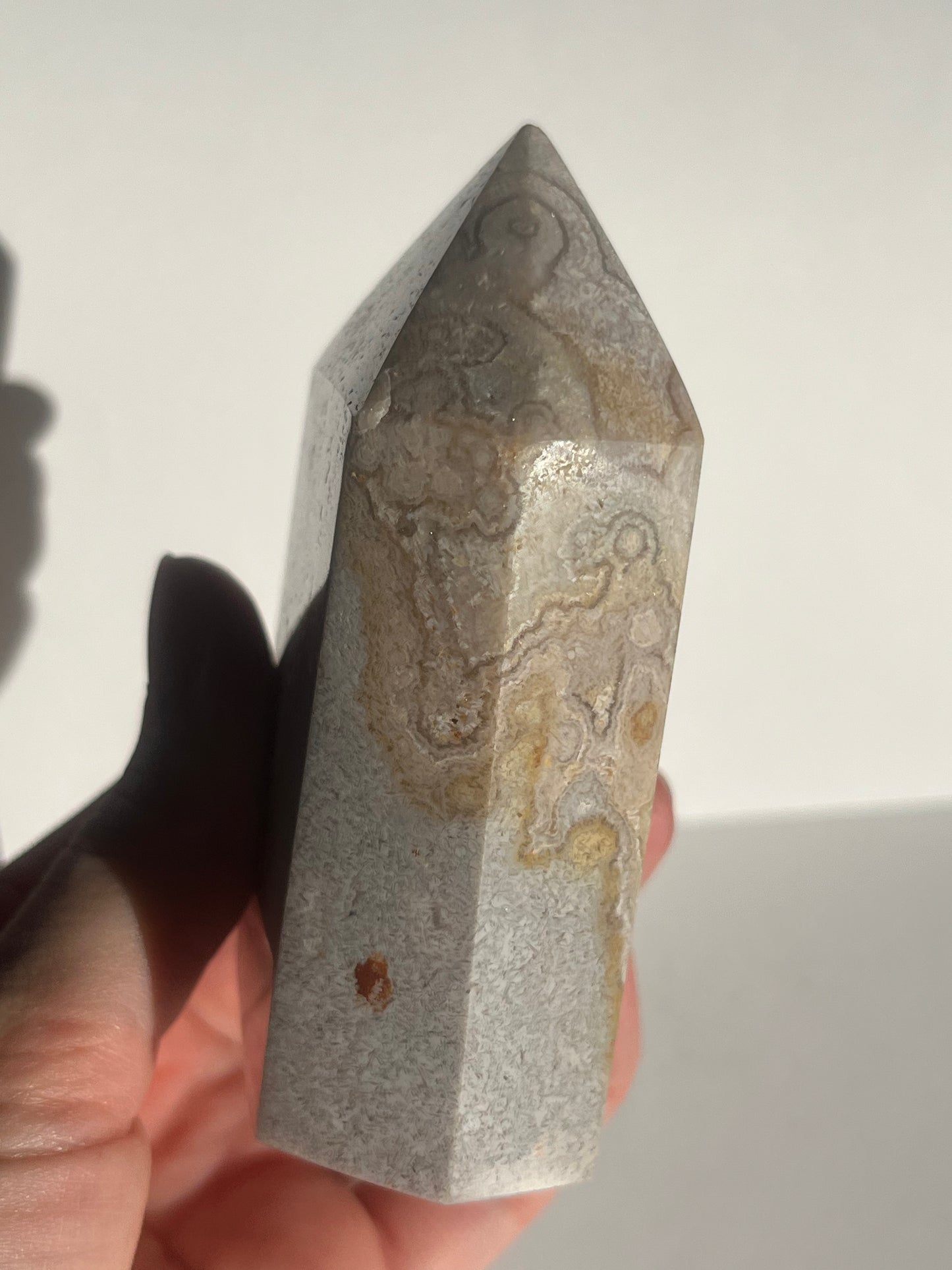 Pink Amethyst Tower with Orbicular Patterns